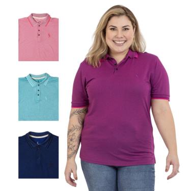 Imagem de Kit 4 Camisa Polo Feminina Plus Size Casual Elegante-Feminino