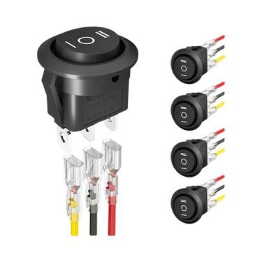 Imagem de Interruptor Gangorra Preto 12V 6A 250V 10A 125V SPST 2 Pinos Para Carr