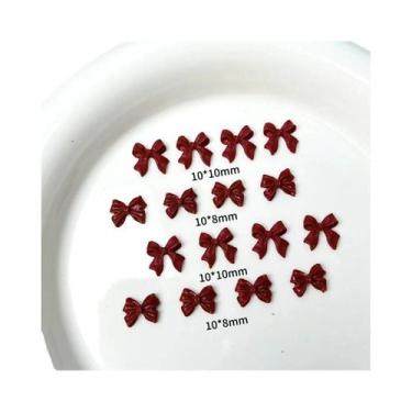 Imagem de Laços De Fita Vermelha Vinho 100PCS, Charms De Resina Minimalistas 3D 