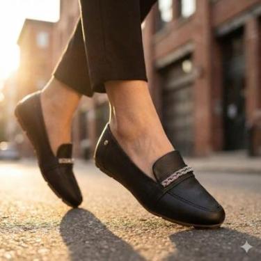 Imagem de Mocassim Feminino Campesí Strass Preto-Feminino