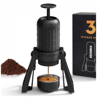 Imagem de Máquina de Café Portátil Manual Ideal para Viagens, STARESSO Plus, Preto