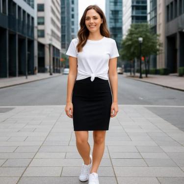 Imagem de Saia Lápis Social Evangélica Moda Secretária Feminina Social Casual - 