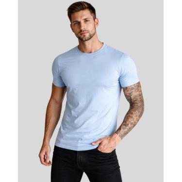 Imagem de Camiseta Masculina Slim 100 Algodão Malha Premium Conforto Dia a Dia L