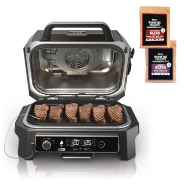 Imagem de Grill Smoker Ninja Outdoor Woodfire Pro XL 4 em 1 - Churrasqueira, Fumante, Air Fryer e Forno com Termômetro Embutido