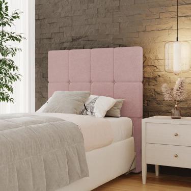 Imagem de Cabeceira Solteiro 102cm Bouclé Estofada Design Moderno para Quarto Linea Rosa