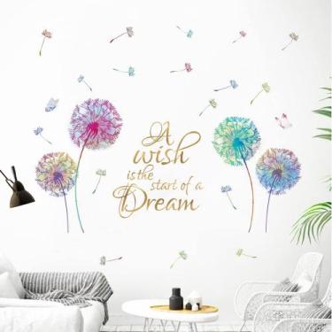 Imagem de Decalque de parede Runtoo Colorful Dandelion Inspirational Quotes