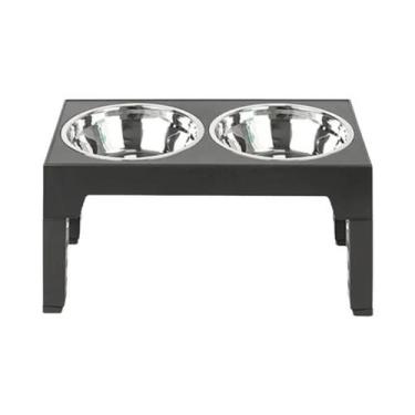 Imagem de Comedouro Elevado Ajustável Para Cães Com Duas Tigelas De Aço Inoxidáv