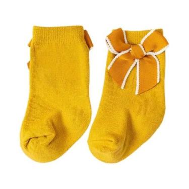 Imagem de Meias Curtas De Algodão Macio Para Bebês Meninas Com Laços Estilo Prin