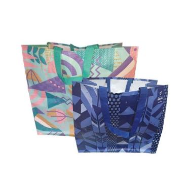 Imagem de Sacola Gigante + Sacola Grande Ráfia Ecobag Retornável B4u - B4U (Cá P