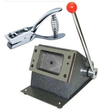 Imagem de Cortador Cartão Pvc Crachá Manual e Alicate Furador Ovoide - Motivate