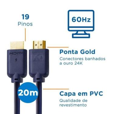 Imagem de Cabo Hdmi Aquário 4k Macho 2.0 20m - AQUARIO