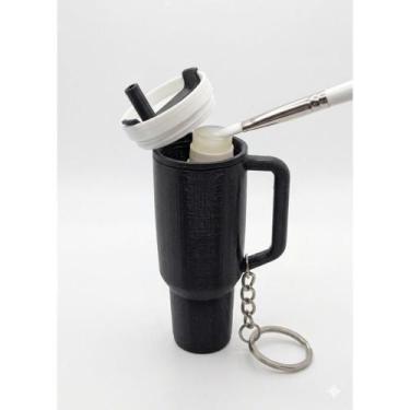 Imagem de CHAVEIRO COPO PORTA BATOM OU PROTETOR LABIAL 3D COM TAMPA ACESSÓRIO PO