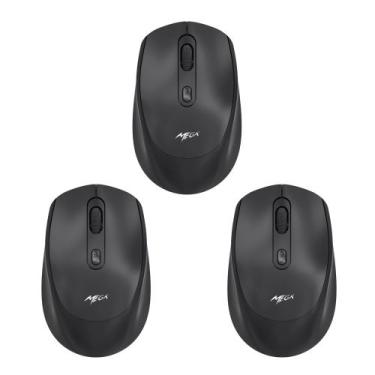 Imagem de Kit 3 Mouses Sem Fio Recarregável Mega M180 Preto DPI Ajustável