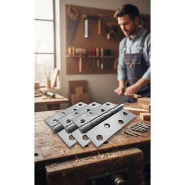 Imagem de 2x 3 Dobradiças Aço Inox Rolamento Axial 4" Escovado - Congratulations