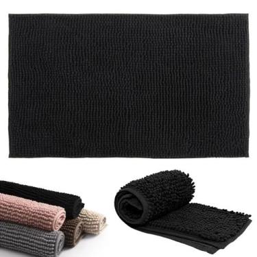 Imagem de Tapete Banheiro Antiderrapante Microfibra 40x60 Bolinha Preto Joy Kapa