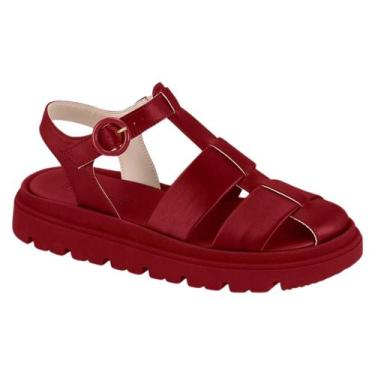 Imagem de Sandalia Papete Feminina Tratorada Fechada Moleca 5504114, Cherry, 35