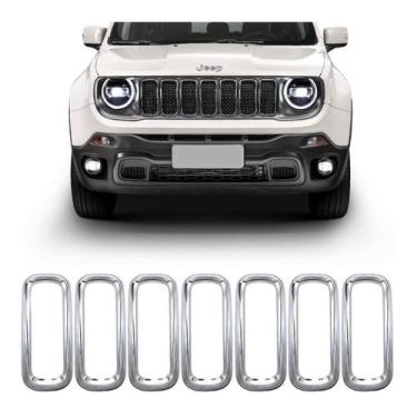Imagem de Friso Cromado Moldura Grade Arcos Jeep Renegade Frontal Pcd - GPI