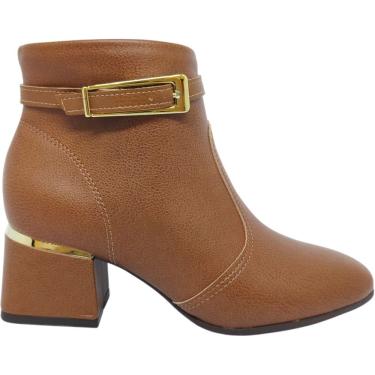 Imagem de Bota Feminina Casual Dia a Dia Passeio Trabalho Festa Com Fivela Cano Baixo Salto Bloco...