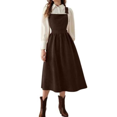 Imagem de Vestido geral chouyatou feminino de outono em veludo cotelê A Line Cof