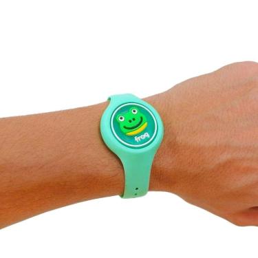 Imagem de Pulseira Relógio Infantil Anti Mosquito Repelente Figurinhas Ajustável Verde GXM