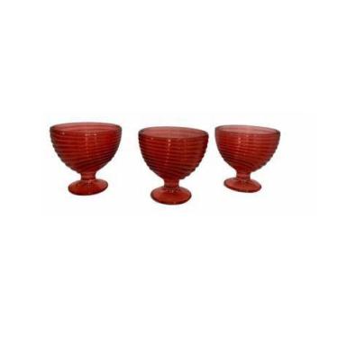 Imagem de Conjunto De 3 Taças Listras Horizontais - WINCY CASA, Vermelho