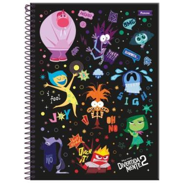 Imagem de Caderno Divertidamente 2 Disney Espiral 10 Matérias Escolar', Preto