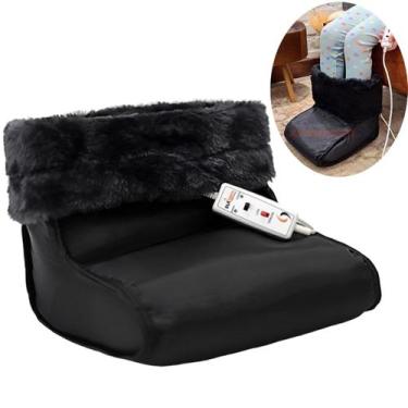 Imagem de Bota Térmica Pantufa Nylon Elétrica Com Controle 2 Temperaturas Preta 