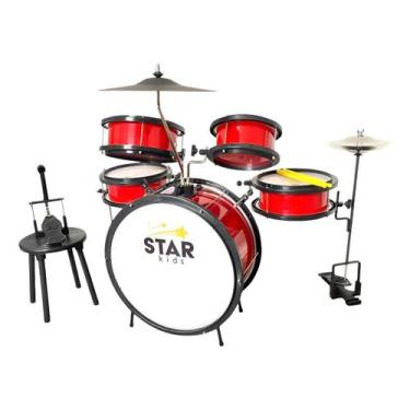 Imagem de Bateria Infantil Luen Star Kids Vermelha com chimbal