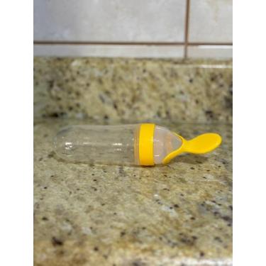 Imagem de Colher dosadora silicone para bebe Amarela - Generica