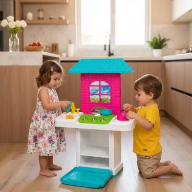 Imagem de Cozinha Infantil Completa Fogão Forno e Pia Lua de Cristal Brincadeira