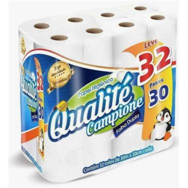 Imagem de Papel Higiênico Qualité Campione Folha Dupla de 30M com 32 Unidades