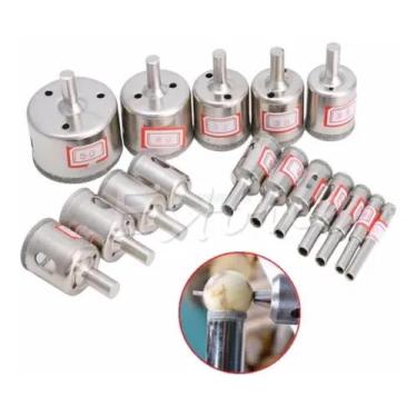 Imagem de Kit 18 Brocas Diamantadas Serra Copo 3 A 50 Mm Vidro Ceramica Porcelan