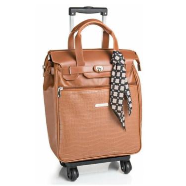 Imagem de Mala Bordo Charlotte Feminina Notebook 15.6' Croco Viccina, Bege, Kaki