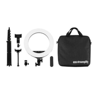 Imagem de Ring Light com Tripé Ring Light 14 para Streaming Fotografia e Vídeo Preto Streamplify
