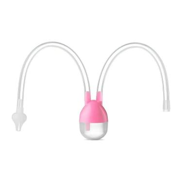 Imagem de Aspirador Nasal Infantil de Sucção 2 Bicos com Filtro sem BPA Ponta de Silicone Rosa Unik