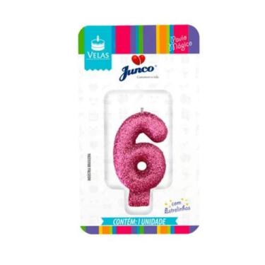 Imagem de VELA ANIVERSARIO ROSA Nº 6 - Junco