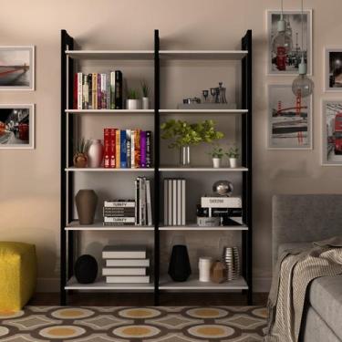 Imagem de Estante de Livros 127,5CMX184,7cm Haia Yescasa Branco/Preto