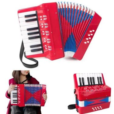 Imagem de Sanfona Infantil Vermelha Brinquedo Educativo Desenvolvimento Musical 