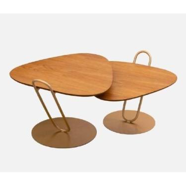 Imagem de Mesa De Centro Orgânica Madeira Sala De Estar Par Articulado - Nuuma