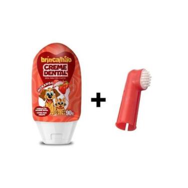 Imagem de kit creme dental e dedeira brincalhão para cães e gato  90g Sabores, M