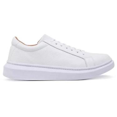 Imagem de Tenis Casual Sneaker Masculino Couro Bovino Legítimo Sola Alta Sapatên