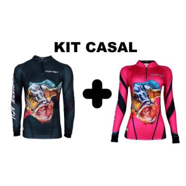 Imagem de Kit Camisa Camiseta de Pesca Casal Nortrek Tucunaré Proteção Uv50+, MA