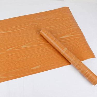 Imagem de WSWJDW Papel de parede autoadesivo de grãos de madeira 3D impermeável PVC para cozinha Armário Móveis Renovação Adesivo de parede de porta, faia amarela, 10mx45cm