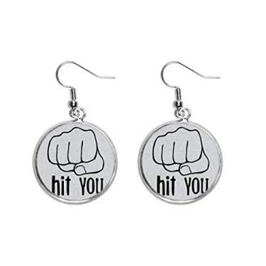 Imagem de Brinco preto personalizado com estampa de gesto orelha pendente prata brinco joia feminina