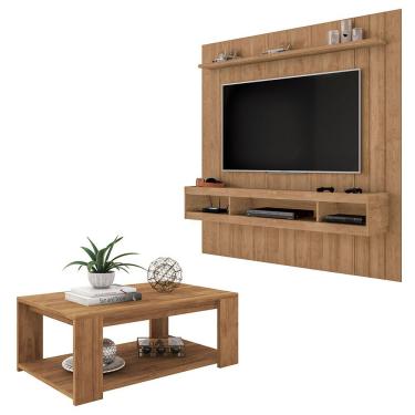 Imagem de Conjunto Sala de Estar Painel Mesa Marrom Norton Caemmun
