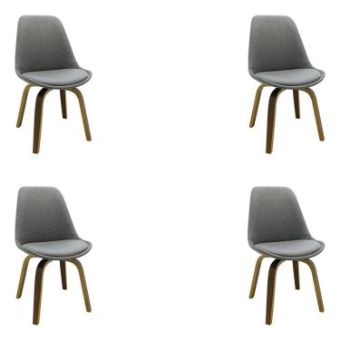 Imagem de Kit 4 Cadeiras Decorativas Sala e Escritório Linho Cinza