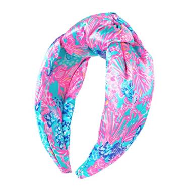 Imagem de Lilly Pulitzer Colorful Knotted Headband, Wide Satin Headband, Cute Hair Accessories for Women and Girls, Splendor in the Sand