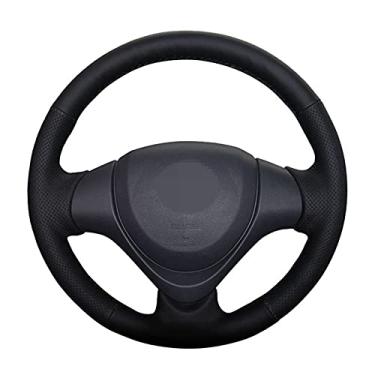 Imagem de DYBANP Capa de volante, para Suzuki Jimny 2015-2018 / Alto 2016-2018, capa de volante de couro preto costurada à mão DIY