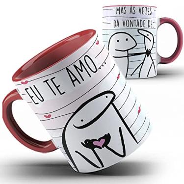 Imagem de Caneca vermelha Flork Eu te Amo Mas as vezes dá Vontade de