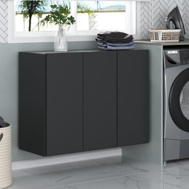 Imagem de Armário Lavanderia Suspenso com 3 Portas Multimóveis MP5032 Preto